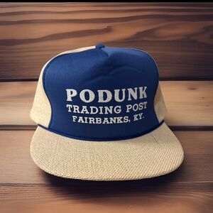VTG 80s 90s  Podunk Trading Post Canvas Material Blue Trucker Snapback Kentucky